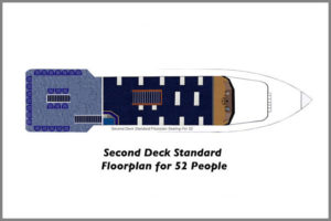 Second Deck Standard Floor plan for 52 People on our cruise boats.