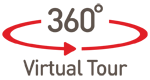 Three hundred and sixty degree virtual tour button with red circle around number.