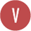 Round vegetarian  icon with red circle and white letter V.